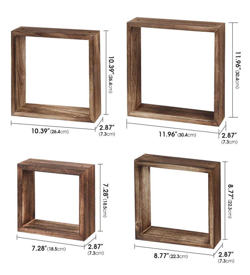 Set of 4 Brown Floating Square Shelves