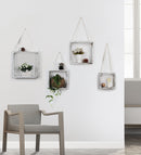 Set of 4 White Floating Square Shelves