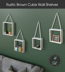 Set of 4 White Floating Square Shelves