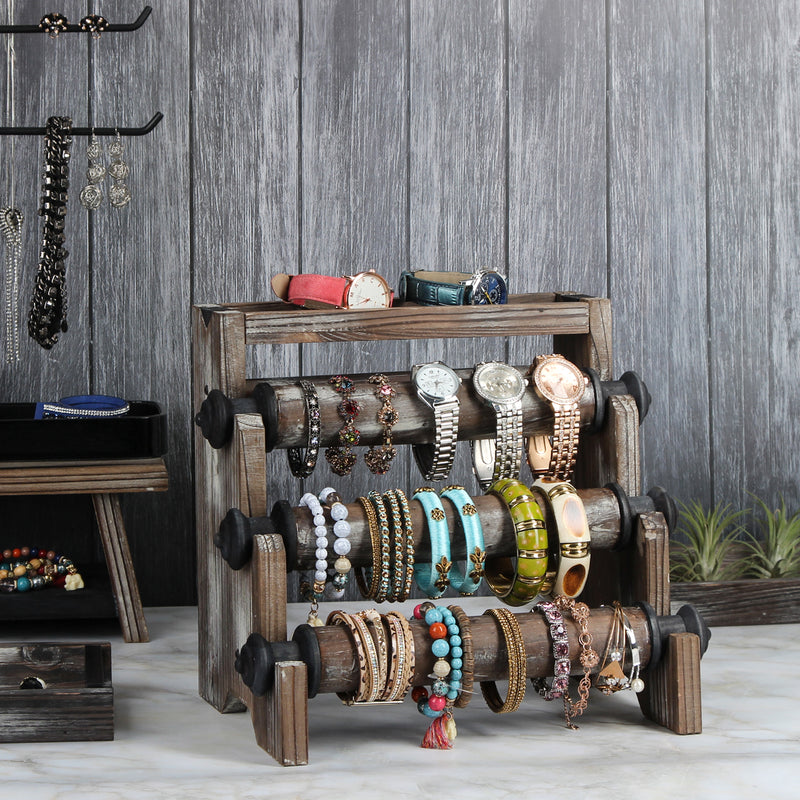Rustic wood jewelry display sale
