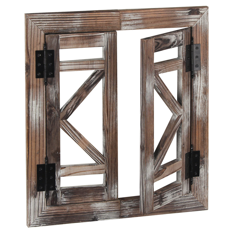 Rustic Wood Window Frame with Opening Doors