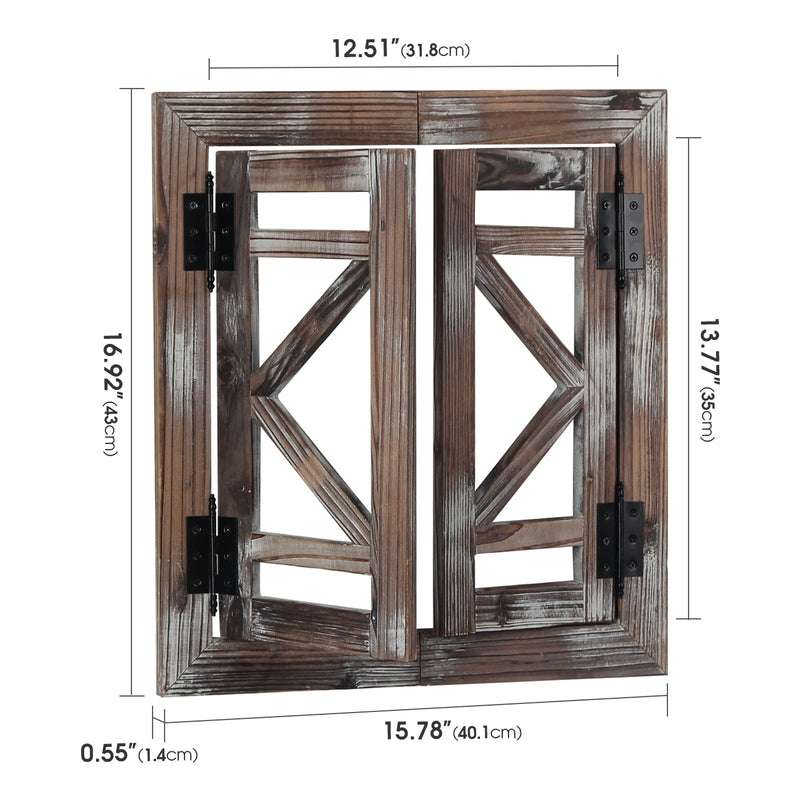 Rustic Wood Window Frame with Opening Doors