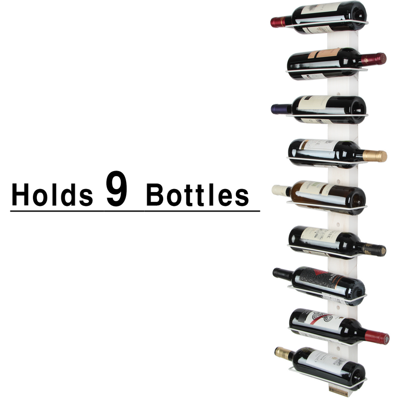 White Wall Mount Wine Rack Organizer for 9 Bottles