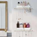 Set of 2 Gold and White Wall Mounted Hanging Jewelry Organizer