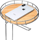 Toilet Paper Holder Stand with Metal Wire Bamboo Shelf