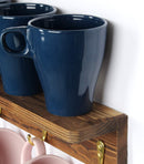 Set of 2 Wall Mount Coffee Mug Rack with 8 Gold Hooks and Shelf