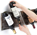 Set of 3 Rustic Wood and Metal Wine Rack for 4 Bottles