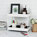 2 Tier White Bathroom Leather Storage Rack