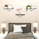 Set of 3 Black Metal Wall Mount Floating Shelves