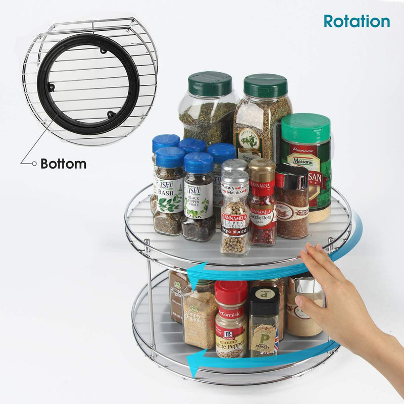 PHINOX Spice Rack Organizer for Cabinet, 2 Tier Lazy Susan, Lazy