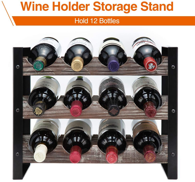 3 Tier Stackable Freestanding Wine Rack for 12 Bottles