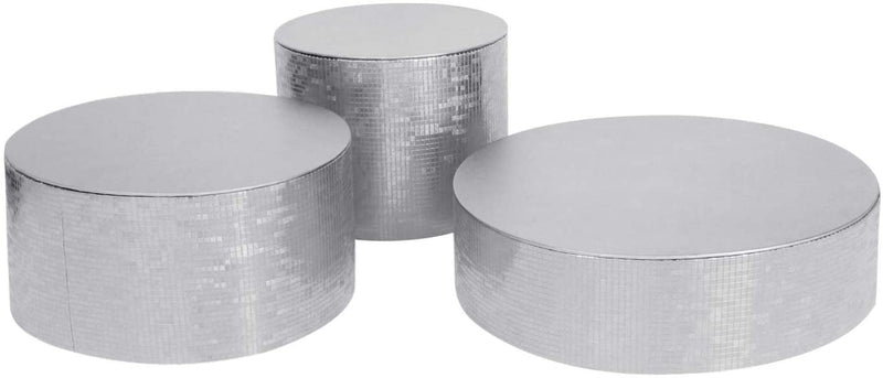 Set of 3 Silver Cake Display Stand Tray - (8inch, 10inch, 12inch)