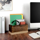 Rustic Torched Wooden Tabletop Mail Organizer Box for Entryways