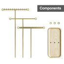 Jewelry Gold Metal Tree Organizer with Wooden Tray