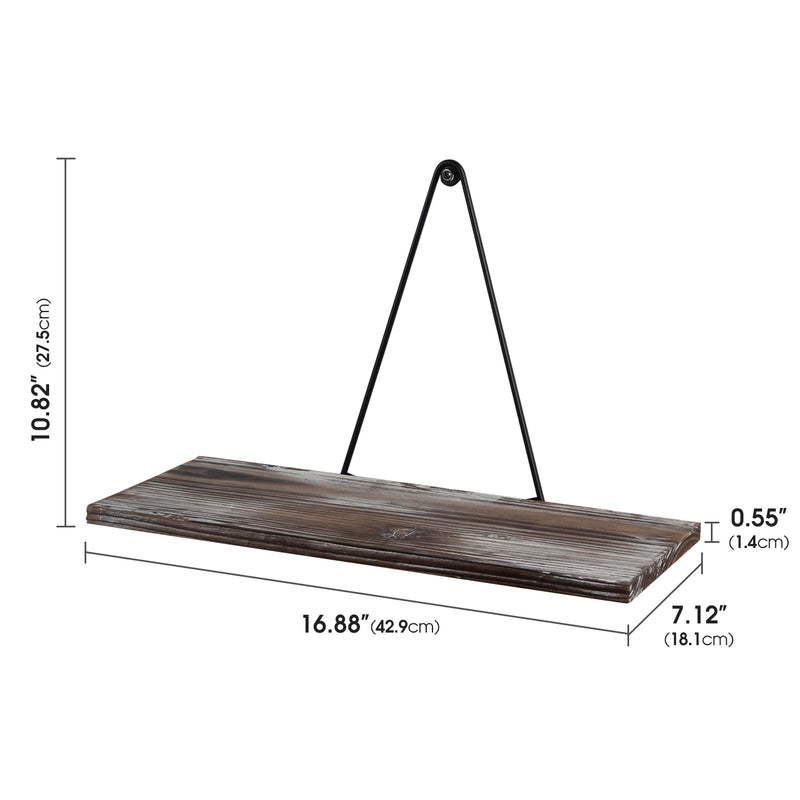 Set of 2 Rustic Floating Wall Shelf with Triangle Bracket