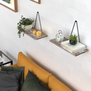 Set of 2 Rustic Floating Wall Shelf with Triangle Bracket