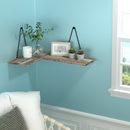 Set of 2 Rustic Floating Wall Shelf with Triangle Bracket
