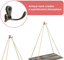 Set of 3 Rustic Wood Rope Hanging Shelves