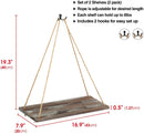Set of 2 Rustic Wood Rope Hanging Shelves