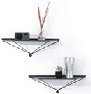 Set of 2 Black Metal Wall Mount Floating Shelves