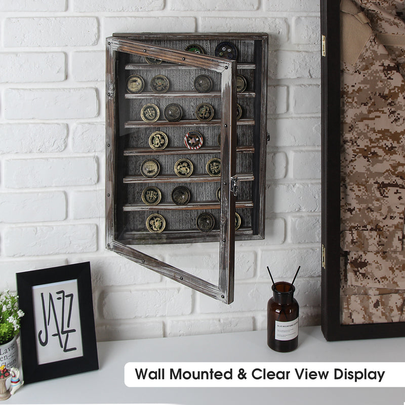 Wall Mount Military Coin Display Shadow Box