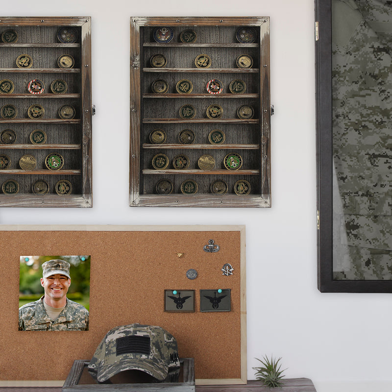 Wall Mount Military Coin Display Shadow Box
