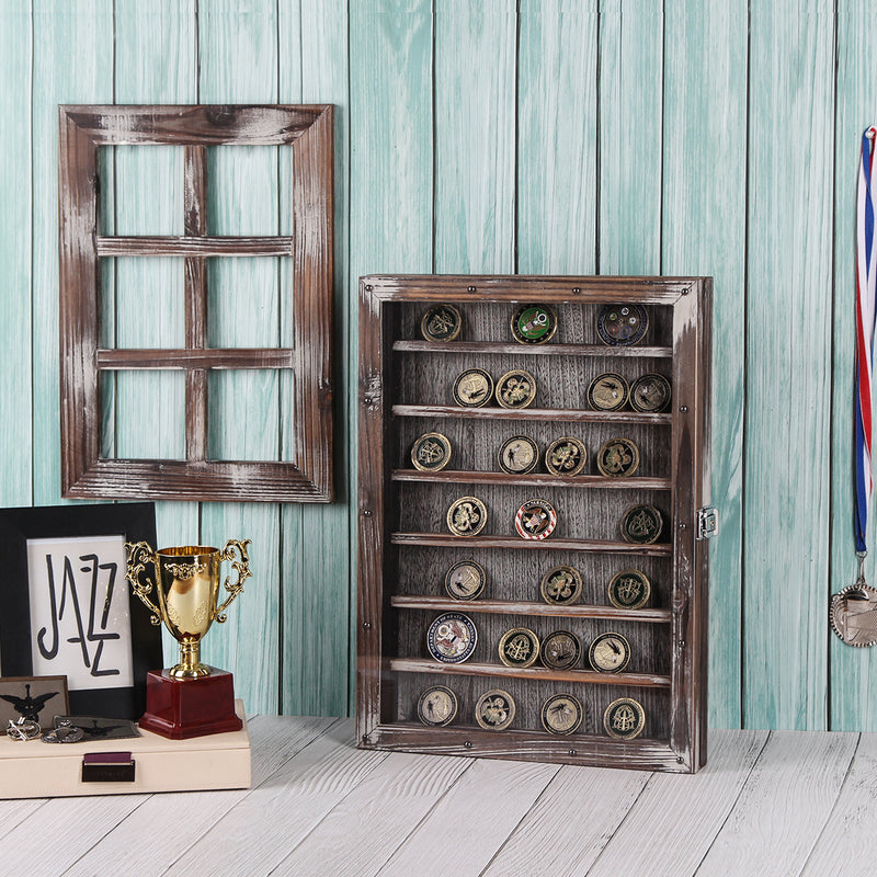 Wall Mount Military Coin Display Shadow Box