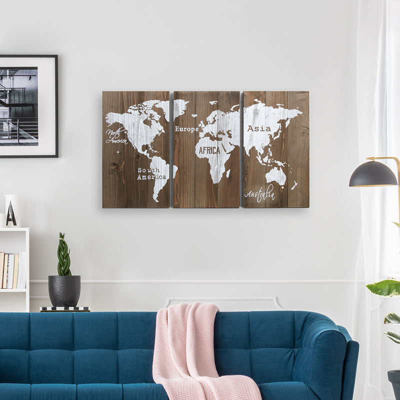 World Push Pin Travel Map for Wall with 20 Pins