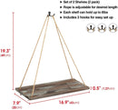 Set of 3 Rustic Wood Rope Hanging Shelves
