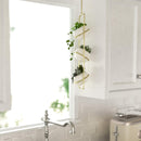 3 Hanging White Ceramic Plant Pot with Gold Metal Hanger