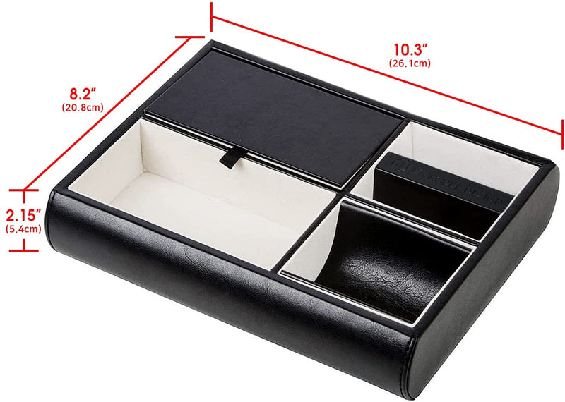 Valet Tray Organizer for Nightstand and Desk (Black)