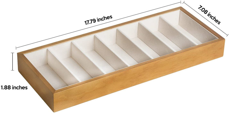 7 Compartment Wooden Sunglass Display Organizer