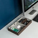 Leather Nighstand Valet Tray with 2 Chargin Holes (Brown)