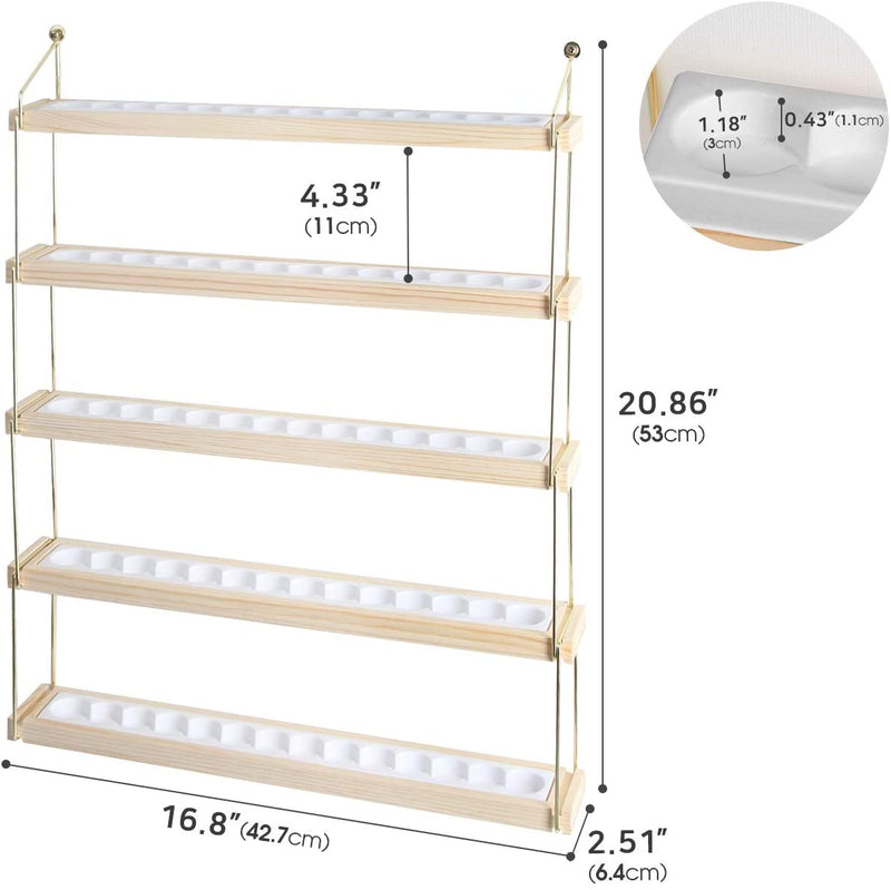 5 Tier Wall Mount Gold Metal and Wood Essential Oil Organizer