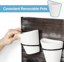 Rustic Wood Wall Mount White Ceramic Planters with Chalk Label (3 Ceramic Plant Pots)