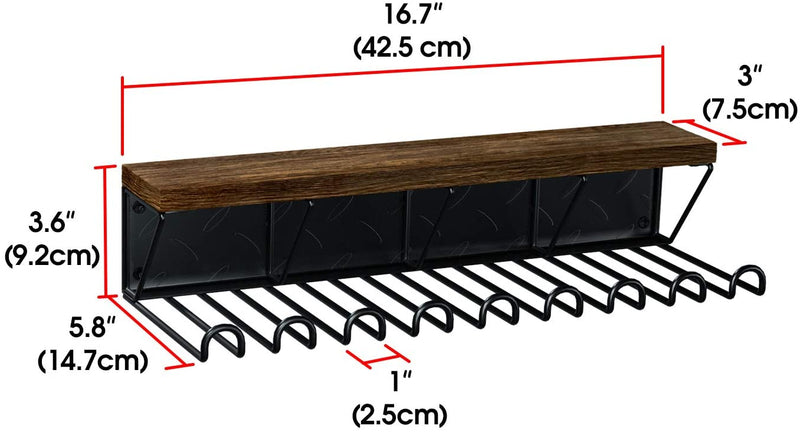 Gym Storage Rack with Wooden Shelf & 9 Hooks