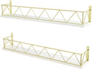 Set of 2 Gold Floating Shelves with Metal Guards