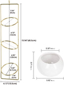 3 Hanging White Ceramic Plant Pot with Gold Metal Hanger