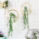 Set of 2 Gold Metal Hanging Planter with Ceramic Pots