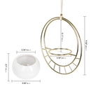 Set of 2 Gold Metal Hanging Planter with Ceramic Pots