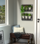 Rustic Wood Wall Mount White Ceramic Planters with Chalk Label (3 Ceramic Plant Pots)