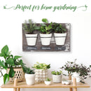 Rustic Wood Wall Mount White Ceramic Planters with Chalk Label (3 Ceramic Plant Pots)
