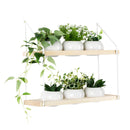 2 Tier Wooden Hanging Planter with Set of 6 Pots