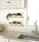 2 Tier Wooden Hanging Planter with Set of 6 Pots