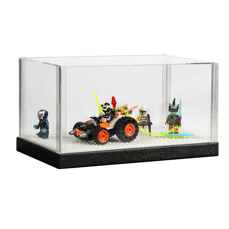 Acrylic Minifigure Display Case with Brick Building Base