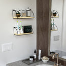 Set of 2 Floating Black Wire Wood Shelves