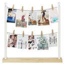 Wooden Photo Display Desk Stand with Metal Chain and 10 Clips