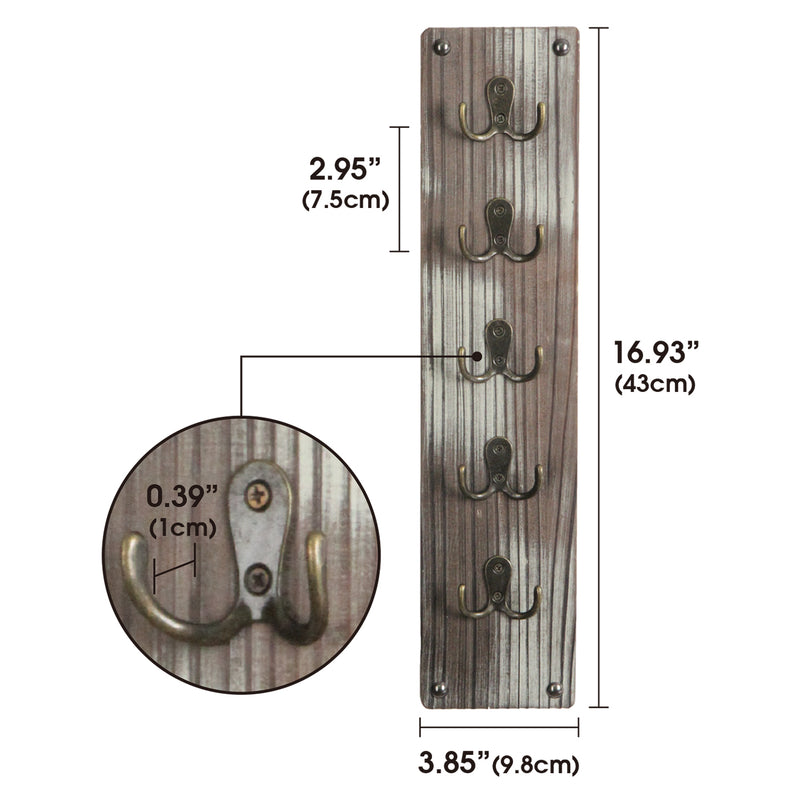 Set of 2 Wall Mount Sunglasse Storage Organizer with 5 Metal Hooks (Each)