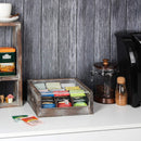 9 Comparments Rustic Wood Tea Bag Storage Organizer Box