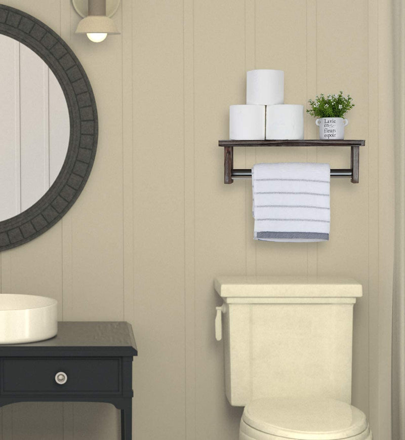 Wooden Bathroom Towel Rack Shelf